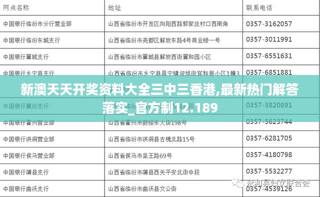 新澳天天开奖资料大全三中三香港,最新热门解答落实_官方制12.189