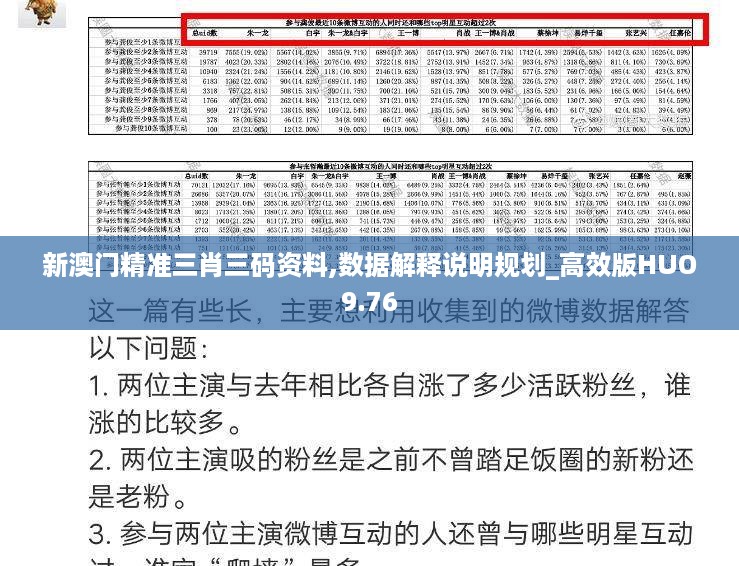 新澳门精准三肖三码资料,数据解释说明规划_高效版HUO9.76