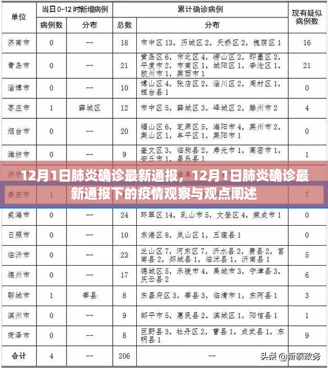 12月1日肺炎确诊最新通报，疫情观察与观点阐述