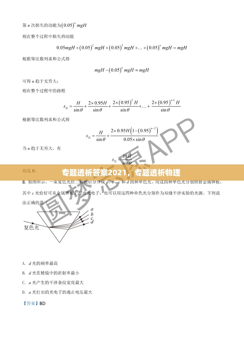 专题透析答案2021，专题透析物理 