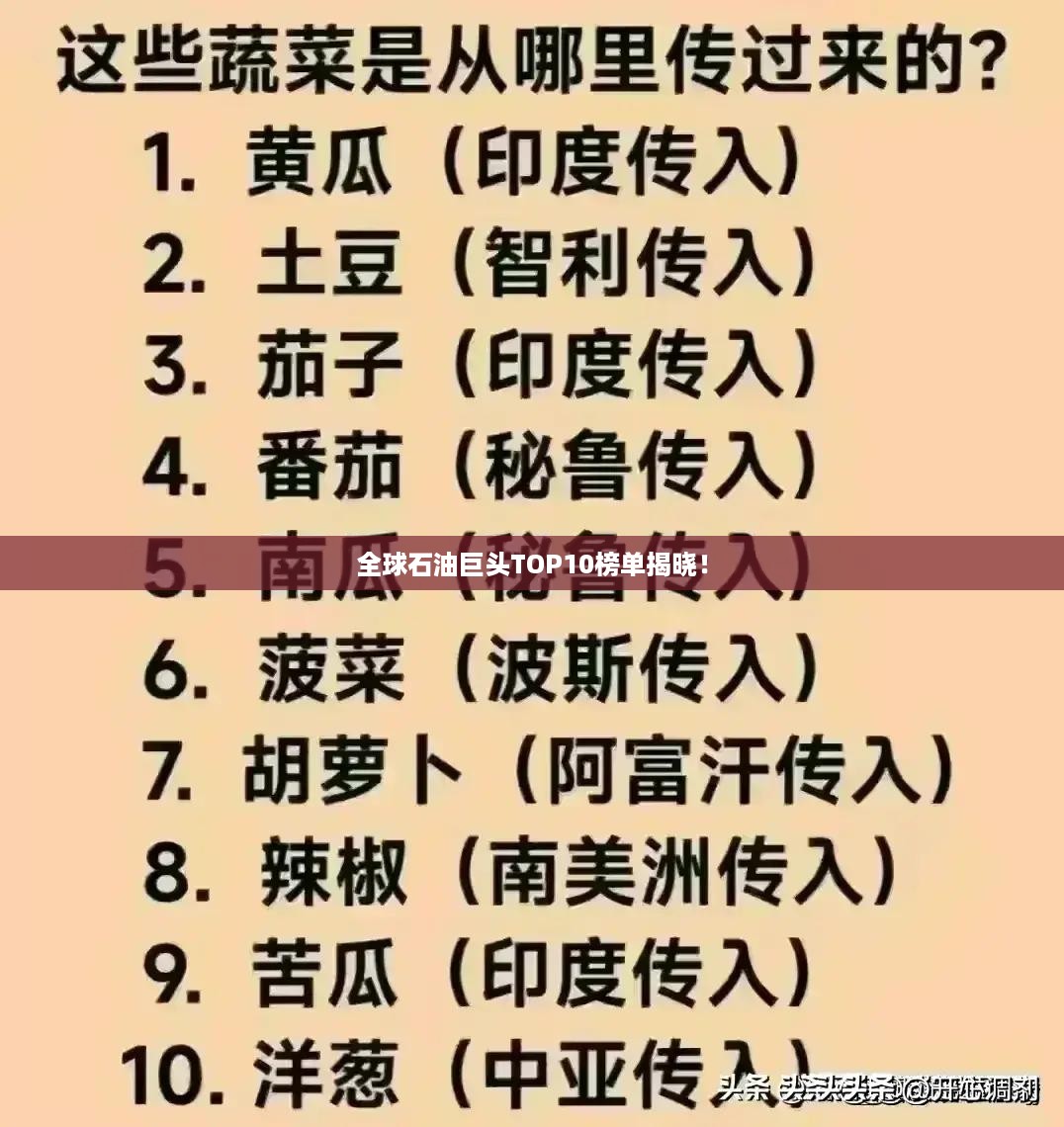 全球石油巨头TOP10榜单揭晓！