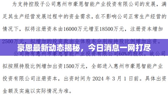 豪恩最新动态揭秘，今日消息一网打尽